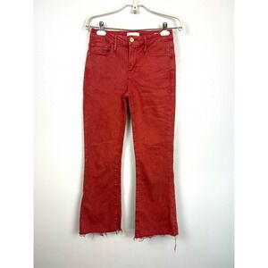 FRAME Le‎ Crop Mini Boot Jeans Size 26 Washed Redwood Cropped Raw Hem Romantic